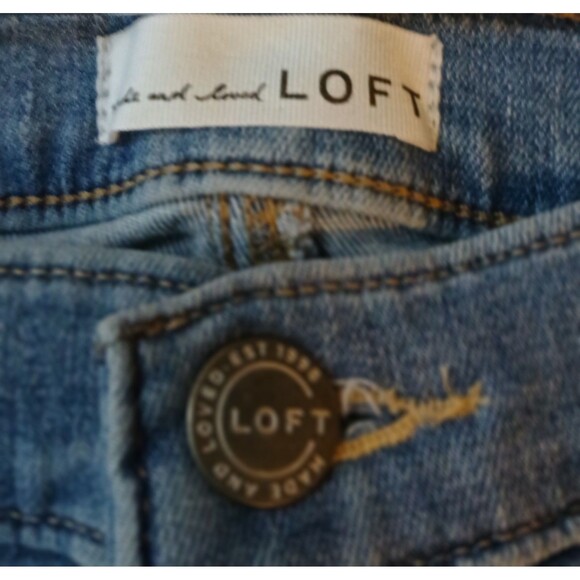 LOFT 16 33 Velvet Stripe Skinny Jeans Raw Hem Y2K Balletcore Soft Grunge - Picture 8 of 10